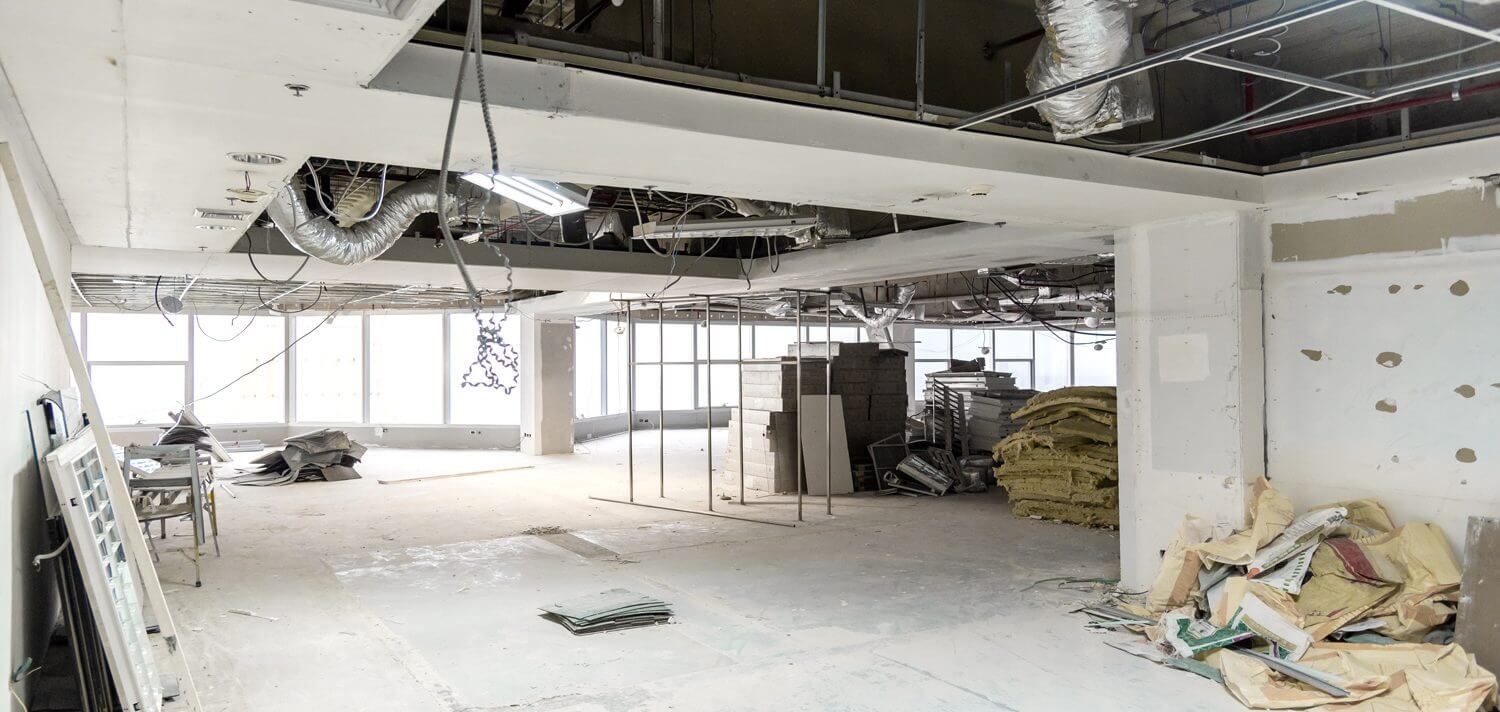 The inside of a commercial property in Perth that had asbestos and is now being torn apart as part of asbestos removal.