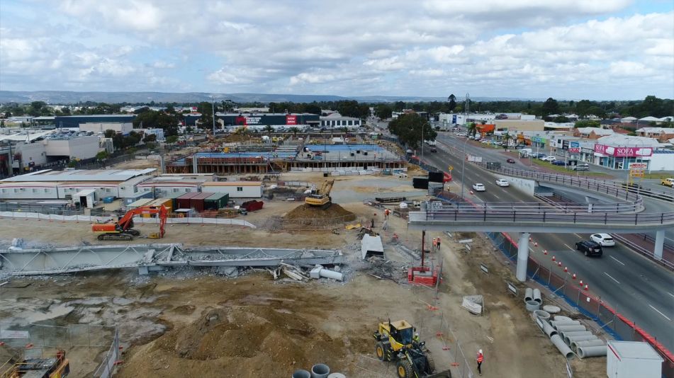 Wide view of the full demolition, partial demolition and strip out works at Carousel shopping centre in Cannington.