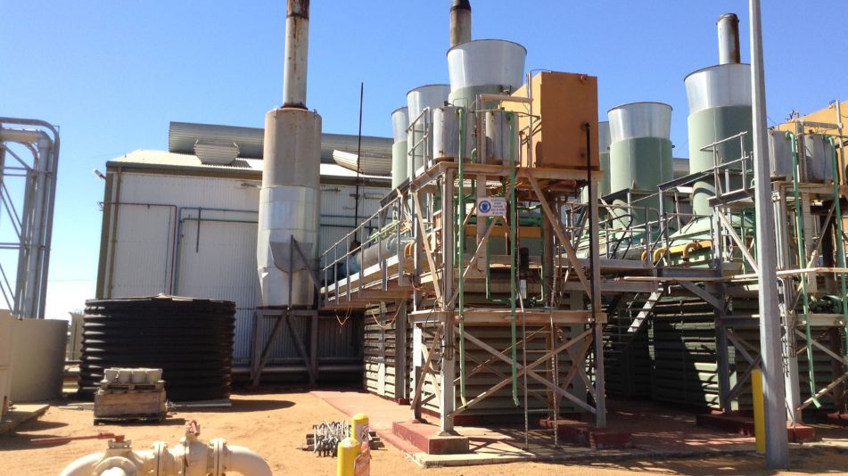 The Carnarvon Power Station before decommissioning by Perth demolition company Focus Demolition showing scaffolding.