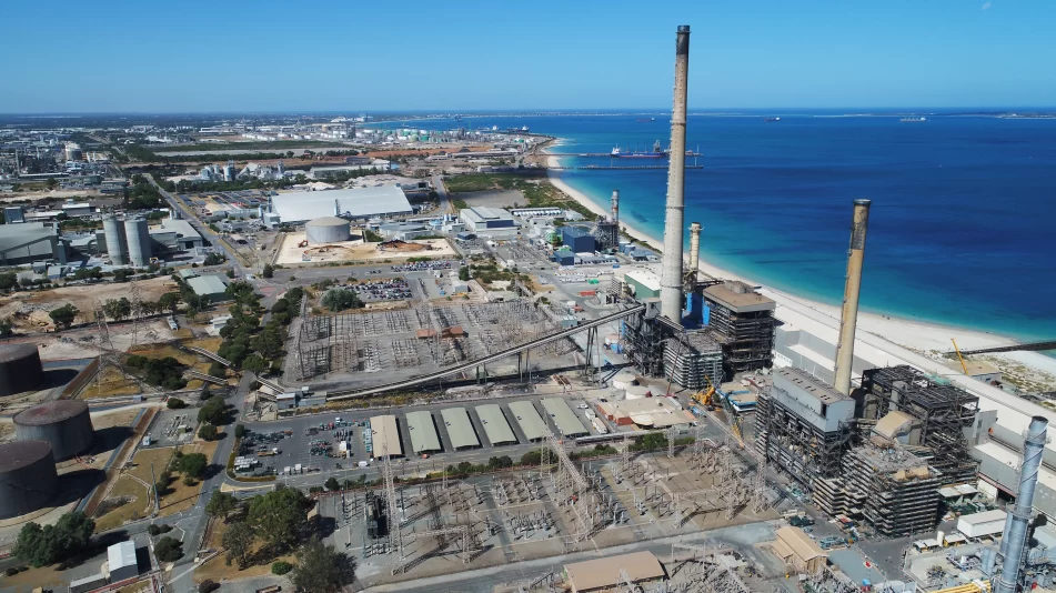 Far away shot of the Kwinana Tanks Industrial Demolition site showing the live Kwinana Synergy site.